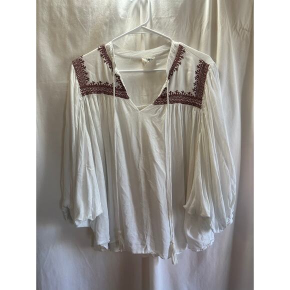 Embroidered Blouse Women’s Medium Western Boho Peasant Top - Picture 2 of 5